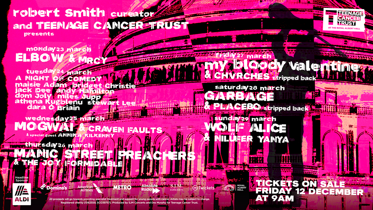 Line-up for Teenage Cancer Trust at the Royal Albert Hall announced by ‘Cureator’ Robert Smith